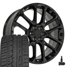 24x10 Black Srv Rpo Wheels 30535r24 Tires Tpms Fit Silverado Tahoe Suburban