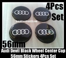 4x Black 56mm Audi Wheel Rims Center Caps Sticker A3 A4 A5 A6 A7 A8 Q3 Q5 Q7 Tt