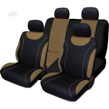 For Mazda New Sleek Black And Tan Flat Cloth Car Truck Seat Covers Set