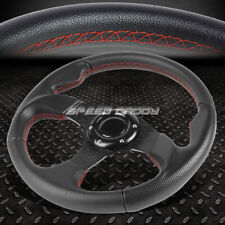 320mm Black Spoke Red Stitch Lightweight 6-bolt Leather Racing Steering Wheel