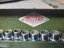Vintage S-k 14 Socket Set With Green Metal Case