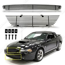 For 1999-2004 Mustang Front Black Billet Grille Combo Front Upper Lower Grill