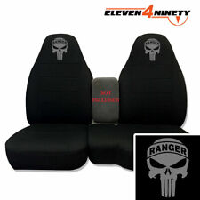 60-40 Hi Back Seat Covers Made To Fit 91-12 Ranger Solid Black W R Skull