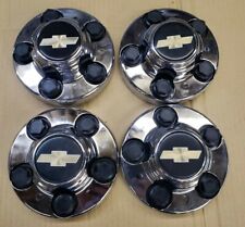 X4 Chrome 5 Lug Chevy Center Caps With Black Nuts 46249 46254 Clean