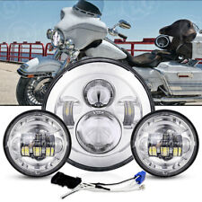 7 Motorcycle Led Projector Chrome Headlight Passing Lights For Harley Touring