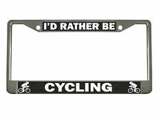 Id Rather Be Cycling Girly Design License Plate Frame Auto Tag Holder Carbon