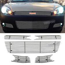 Fits 2006-2013 Chevy Impala W Fog Lights Front Billet Grille Combo Chrome Grill