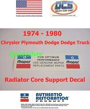 1974 - 1980 Dodge Mopar Replacement Parts Radiatior Core Support Decal New Usa