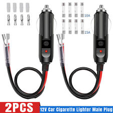 2 Pack 12v Fused Led Light Cigarette Lighter Male Plug Replacement With Leads Us