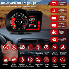 Hud Obd2gps Gauge Head Up Car Digital Display Speedometer Rpm Alarm Temperature
