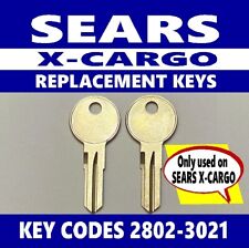 Sears X-cargo Roof Top Storage Luggage Carrier Keys Cut To Code Key 2802-3021