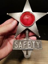 Antique Vintage Style Cast Aluminum Safety Star Car License Plate Fob Topper