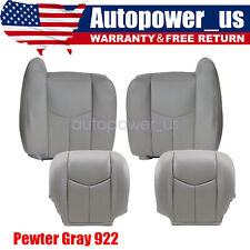 Front Leather Seat Cover No Armrest Gray For 2003-07 Chevy Silverado Gmc Sierra