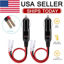 2x 12v Fused Male Cigarette Lighter Plug Replacement Adapter W Leads Led Light