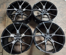 4 Custom 20 Inch Wheels Rims 5x114.3 Staggered Black Fits Honda Nissan Mustang
