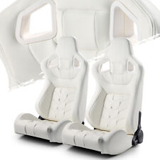 White Pvc Reclinable Pure Series Sport Racing Seats Pair Wslider Leftright