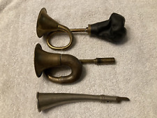 Vintage Squeeze Horn Lot Of 3 Brass Trumpet Horn Chrome No Bulb Straight.