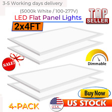 4 Pack 2x4 Led Flat Panel Light Drop Ceiling 0-10v Dimmable120-277v Etl Listed
