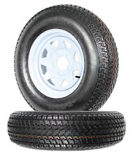2-pk Trailer Tire Rim St20575d14 14 In. Load C 5 Lug White Spoke Wheel