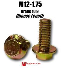 M12-1.75 X Choose Length Grade 10.9 Metric Flange Bolts Yellow Zinc Hardened