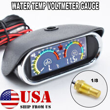 Water Temp Temperature Gauge Lcd Digital Voltmeter Alarm Kit W 2 In 1 Sensor Us