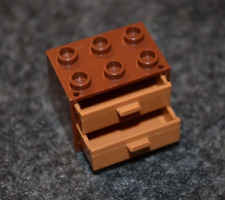 1 2x3x2 Brown W 2 - Orange - Brown Drawers Dresser Cabinet Bricks New Lego