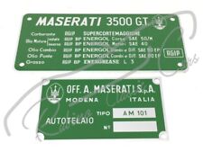 Maserati 3500 Gt Gti Engine Compartment Plates - Frame Number - Oil Description