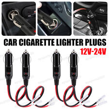 4pcs 12v Car Fused Cigarette Lighter Male Power Plug Adapter W Leads Led Light