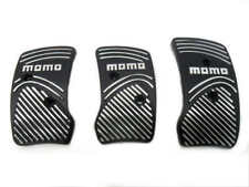 Momo Style Black Aluminum Non Slip Gas Brake Pedal Pad Covers Manual Car 3pcs