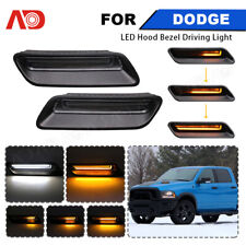 For 2010-2023 Dodge Ram Classic 1500 Led Hood Lamp Side Hood Bezel Driving Light
