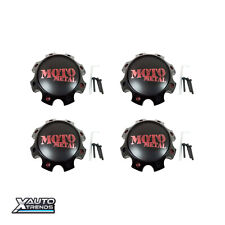 4 X Moto Metal Wheel Center Cap 8 Lug Satin Black W Red Tint 1079l170sgbmo1rc