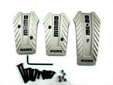 Momo Style Silver Aluminum Non Slip Gas Brake Pedal Pad Covers Manual Car 3 Pcs