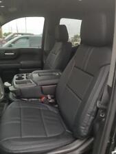 Clazzio Genuine Leather Black Front Seat Covers For 2019-2024 Silverado Reg Cab