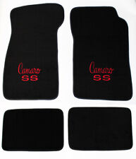 New 1967-1969 Camaro Floor Mats Black Carpet Embroidered Double Logo Ss Red 4pc