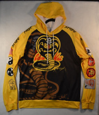 Cobra Kai All Over Print Hoodie Yellow Black Unisex Adult Large Free Shipping
