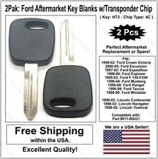 2pak Ford Pats Transponder H72 Key Blank W 4c Chip. For Ford Lincoln Mercury