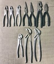 Lot Of 10 Vintage Craftsman Pliers Linesman Needle Nose Slip Joint - Usa