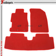 For 01-05 Honda Civic Front Rear Floor Mats Red Nylon Carpet W Red Si 3pc Set