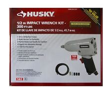 Husky 12 In. Impact Wrench Kit 300ft Lbs Air Tool W25 Hose Sockets Coupler