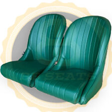 Pair Bb Vintage Green Classic Car Bucket Seats Low Back Universal Runners
