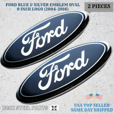 Blue Chrome 2005-2014 Ford F150 Front Grille Tailgate 9 Inch Oval Emblem 2-pc