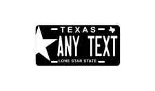 Texas Personalized License Plate Your Name Any Text Custom Black White