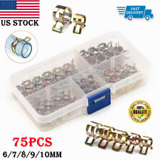 Us Hose Clamps Assortment Kit Steel Spring Clips Water Fuel Tube Air Pipe 75pcs