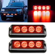 2x Red 4 Led Car Truck Emergency Beacon Warning Hazard Flash Strobe Light Bar