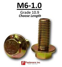 M6-1.0 X Choose Length Grade 10.9 Metric Flange Bolts Yellow Zinc Hardened