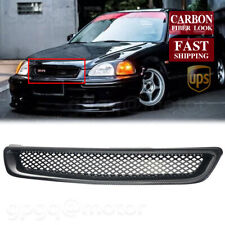 For Honda Civic 96-1998 Type-r Style Carbon Fiber Front Hood Bumper Grille Grill