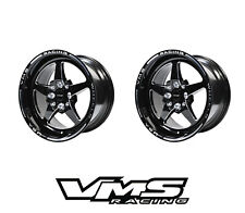 X2 Vms Racing 5 Spoke Star 13x9 Black Import Drag Rims Wheels For Honda Civic Ef