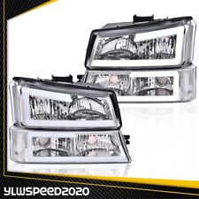 Clear Led Drl Bar Headlights Bumper Lamps Fit For 2003-2007 Silverado Avalanche