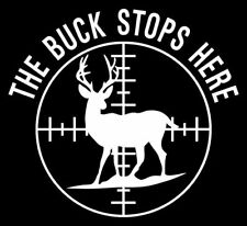 Buck Stops Deer Antler Vinyl Decal Logo Car Window Sticker Phone Wall Hunter