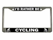 Id Rather Be Cycling Girly Design License Plate Frame Auto Tag Holder